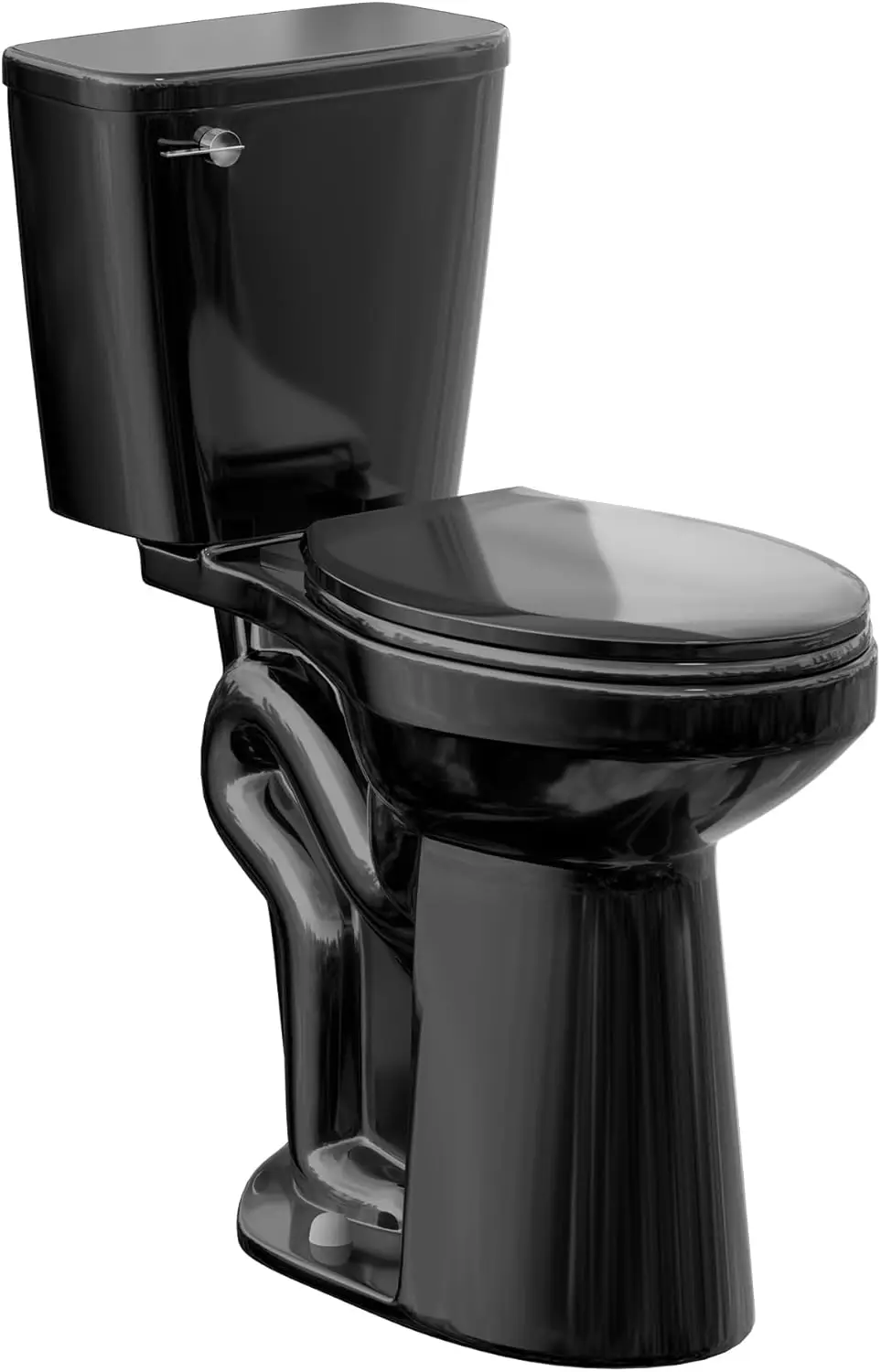 

21 Inch Black High Toilet Elongated With Comfort Chair Seat, 1.28 Gpf Powerful Single Flush Extra Tall Toilet, 12 Inch Rough In