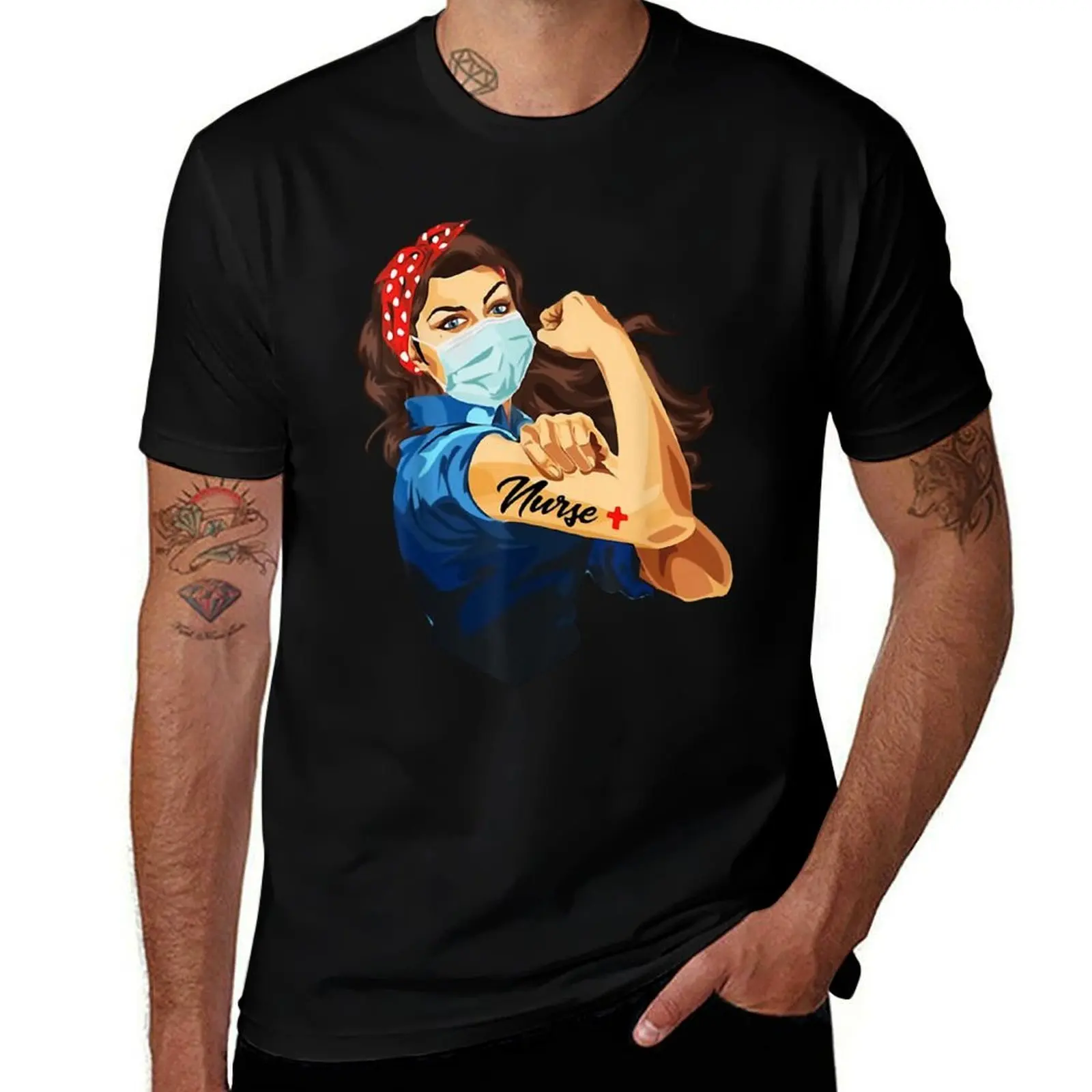 

Strong nurse rosie riveter T-Shirt cotton t shirts man 100% t shirts for man cotton soft T-Shirt