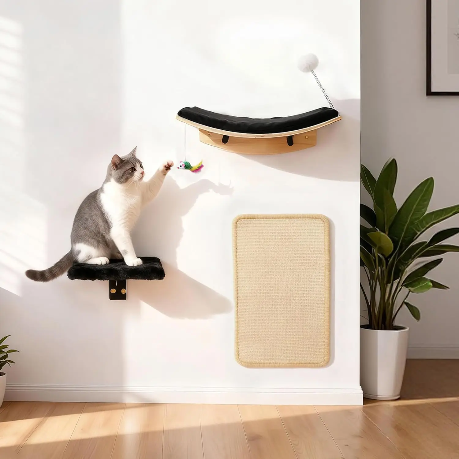 

Настенные полки-гамаки для кошек, деревянная кошачья стойка-дерево, лестница, домик, игровая площадка для кошек, аксессуары для домашних животных