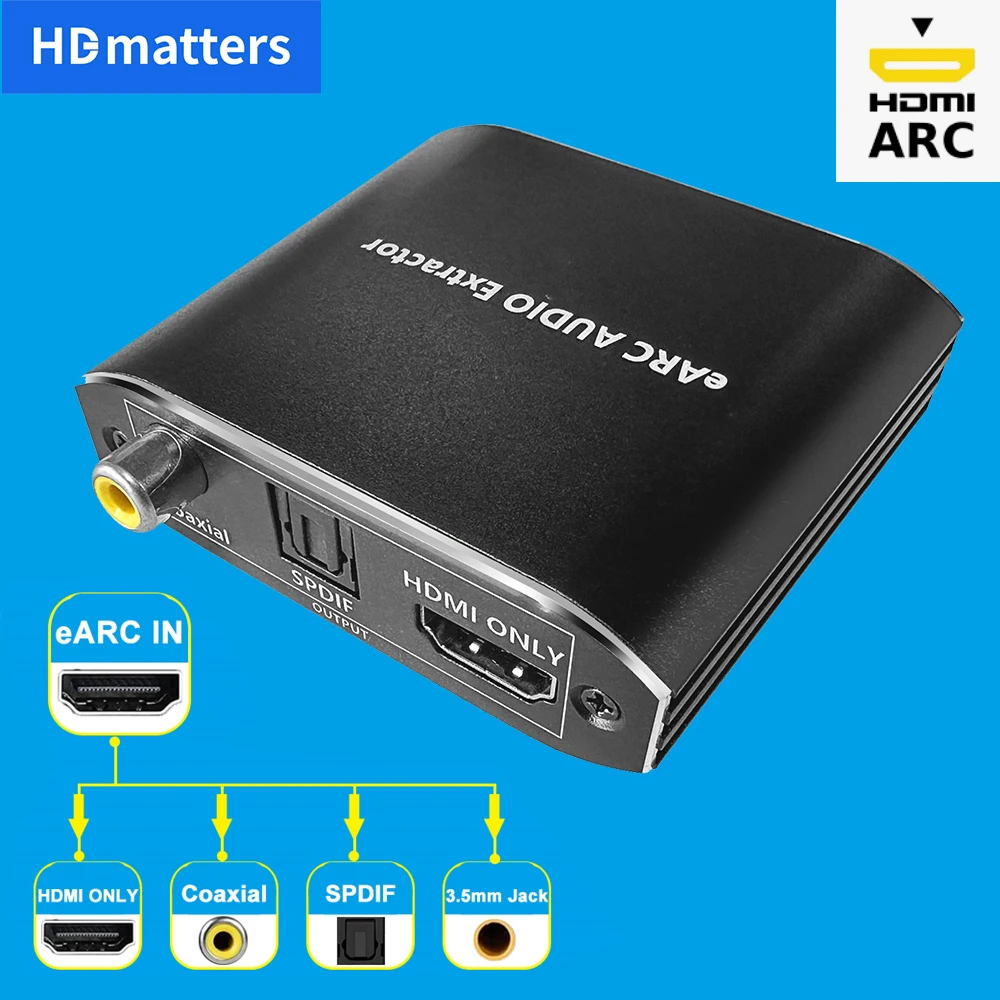 HDMI Earc converter 4K 60Hz HDMI Earc audio extractor HDMI Earc in to HDMI audio+Toslink/coaxial audio