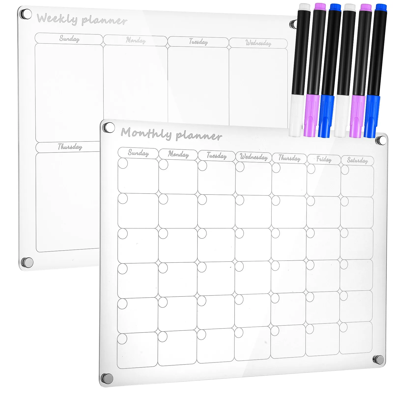 2-pezzi-lavagna-acrilica-trasparente-per-scrittura-planner-settimanale-e-mensile-calendario-cancellabile-a-secco-per-frigorifero-parete-messaggi-e-programmazione-magnetica