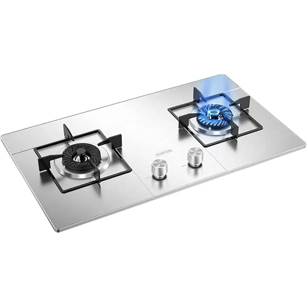 業務用ガスコンロ 4.2KW ガスコンロ ビルトイン 72cm 2口 家庭用キッチン調理器具 正方形鋳鉄鍋ホルダー＆炎付き