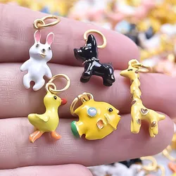 5pcs Ladies Diy Necklace 3D Animal Series Rabbit Giraffe Duck Dog Jewelry Charm Pendant Fashion Versatile Pendant Accessory Gift