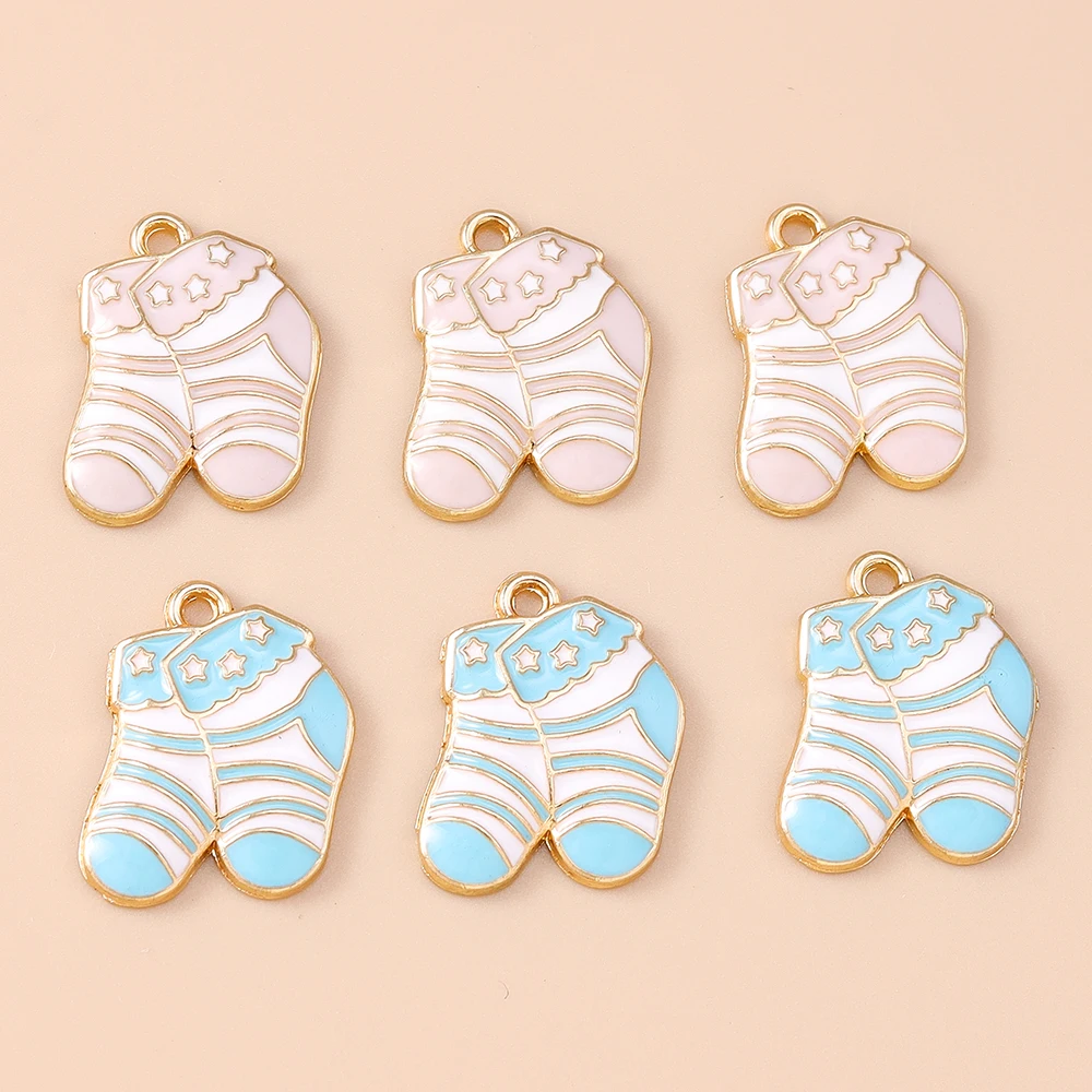 Leslie 10 قطعة ملابس الطفل لطيف زجاجات تستخدم في الرضاعة قدم الجوارب مريلة المعلقات ل سوار ذاتي الصنع قلادة صنع المجوهرات الإكسسوارات