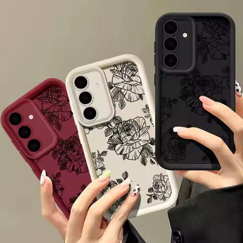 Rose Flowers Soft Silicone Case For Samsung Galaxy S25 Edge S24 S23 FE S22 Ultra A56 A36 A26 A16 A54 A15 5G A55 A25 Phone Cover