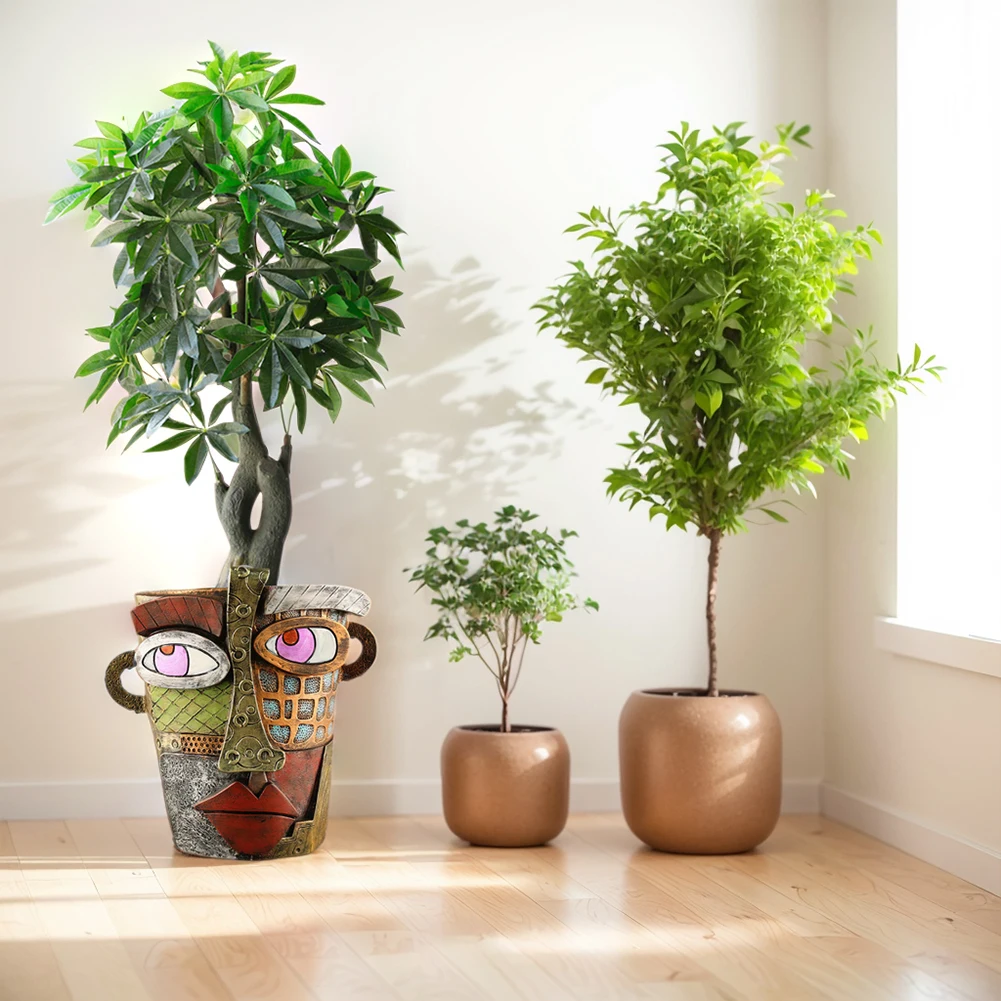 

Colorful Face Flower Pot Resin Abstract Beauty Face Potted Plant Container Green Plant Potted Flower Basket for Garden Decor