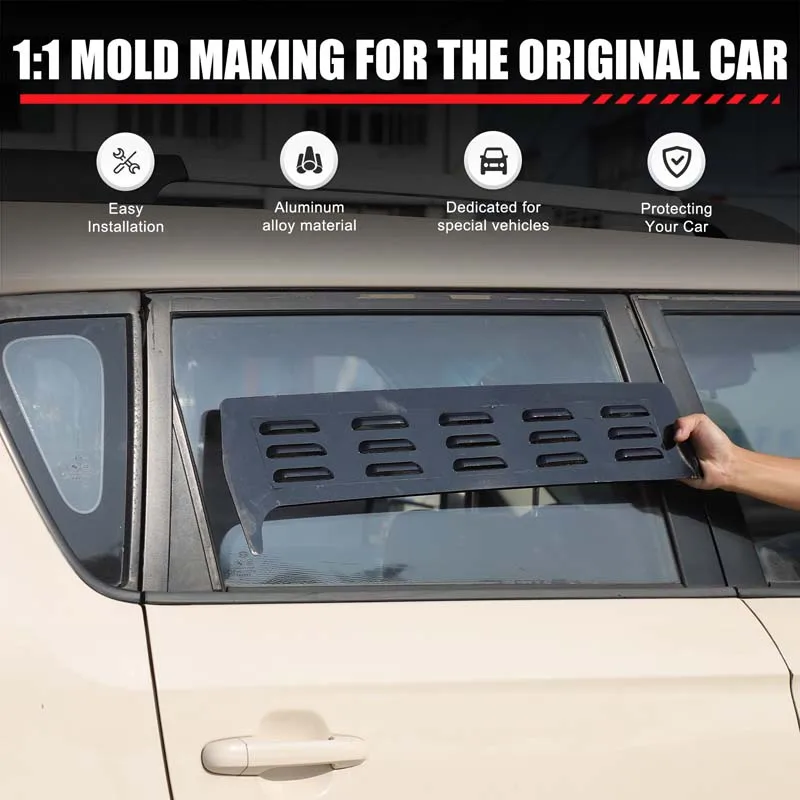 

For Kia Soul 2009-2013 Aluminum Alloy Car Rear Door Window Vent Louver Ventilation Shutters Car Accessories