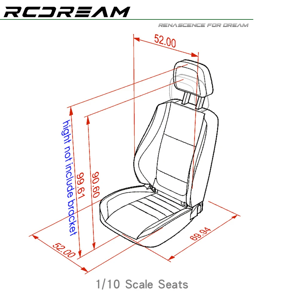 Rcdream – sièges intérieurs simulés pour chenille 1/10 Rc Traxxas Trx4 Trx6 Axial Scx10 Ii 90046/47 Yikong Rgt Redcat, pièce de voiture Rc