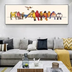 Morden Colorful Parrot Birds on Wire Canvas Print Painting Animal Wall Art Poster Nordic Picture Living Room Home Decoration