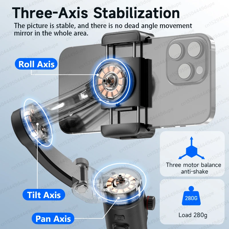 3-Axis Gimbal Stabilizer for Mobile Phone Anti-shake Video Shooting, Smartphone Gimbal with Tripod and Magnetic Remote Shutter