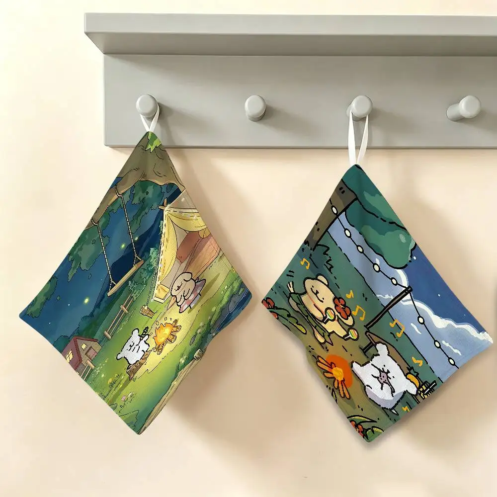 Animal maltese and golden retriever Polyester Cotton Hand Wiping Towel, Hanging Design, Durable for Household Restaurant Toilet