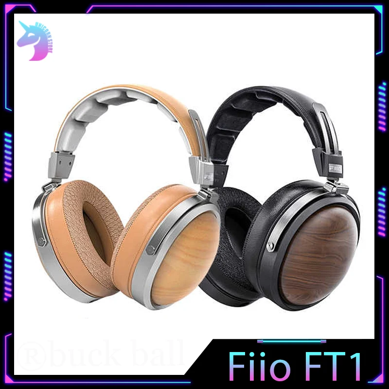 Fiio Ft1 Wired Headphone Hi-Fi Closed-Back Headphones Over-Ear Nano wood Fiber Composite Diaphragm Custom Black Wood Ear Cups