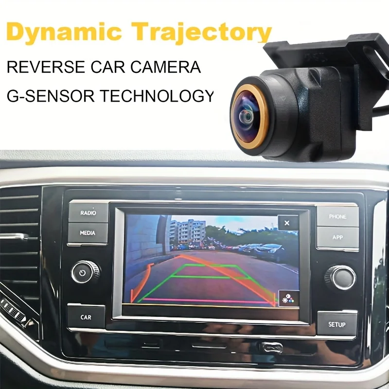 170° Wide Angle HD Backup Camera with Dynamic Trajectory Guide Lines - Full Color Night Vision Fisheye Lens for SUV, Truck, RV