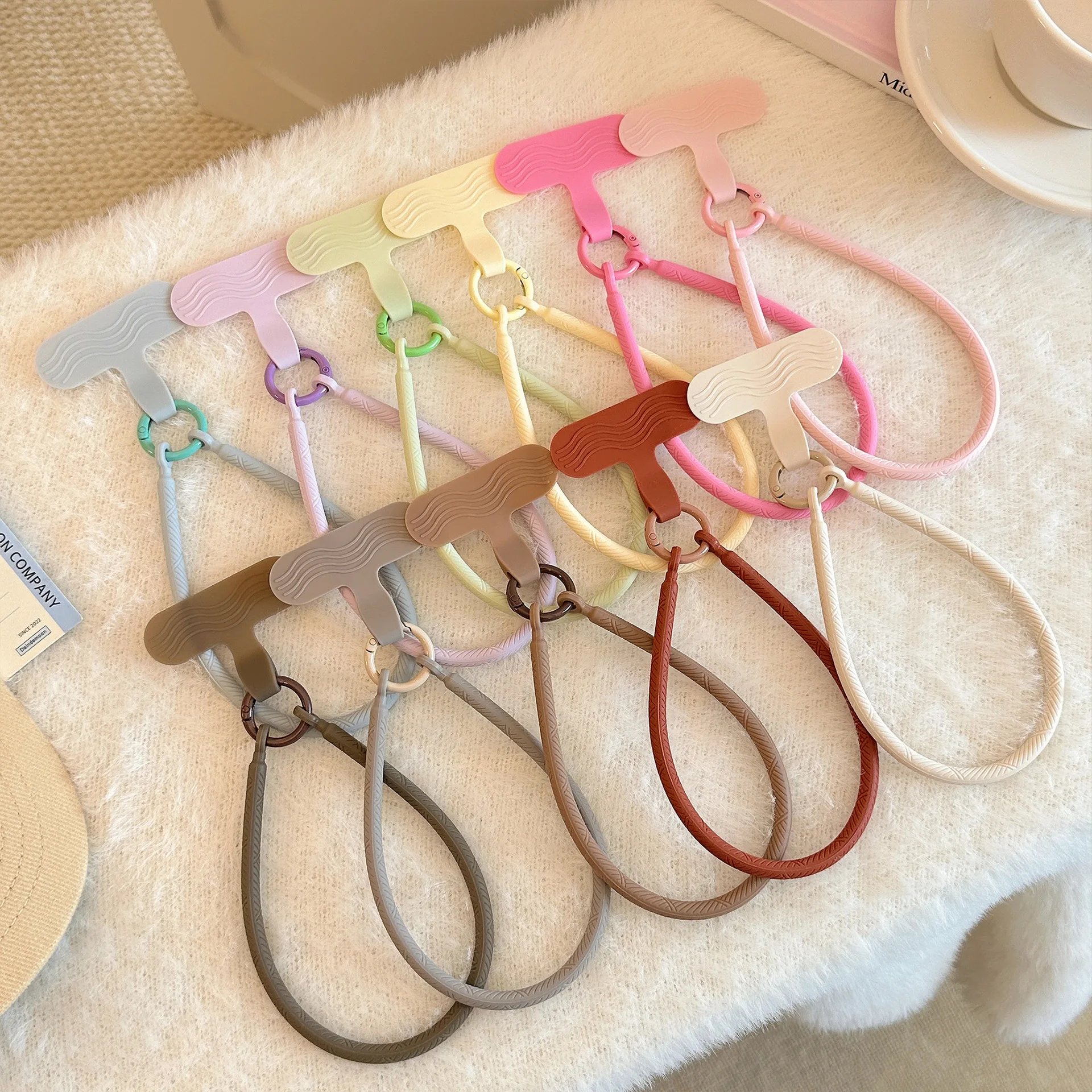 

Adjustable Candy Colors Cellphone Lanyard Wrist Strap Phone Hanging Chain Keychain Universal Anti-Loss With Patch Short Strap