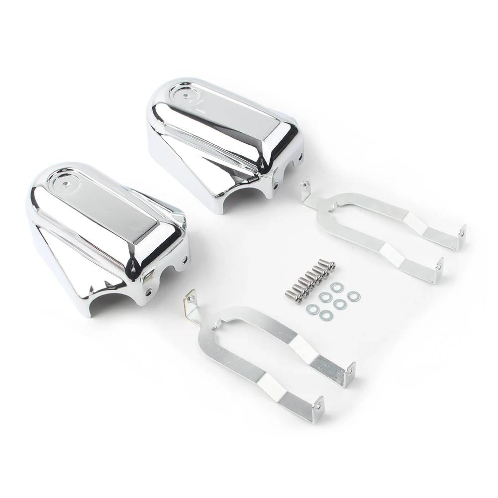 2Pcs Chrome/Black Motorbike Bar Shield Rear Axle Cover Swingarm Cap w/ Kits ABS Plastic For Harley Softail FLSTC FLSTN 2008-up