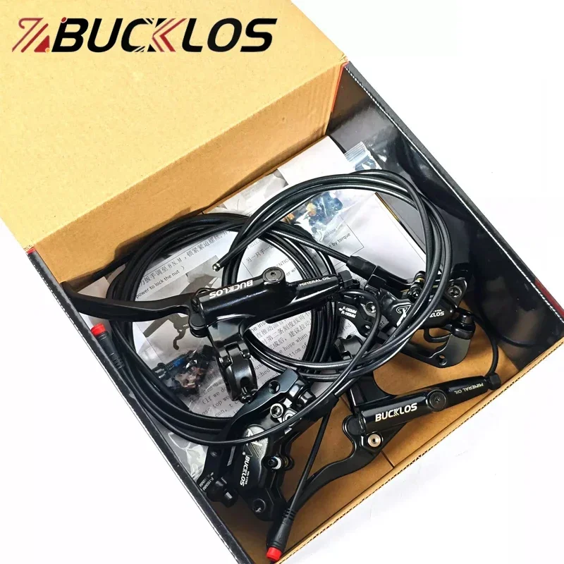 BUCKLOS 4-piston Disc Hydraulic Brake Electric Power Off E-bike Bicycle Power Off Ebrake Set for Scooter Folding Mountain Bike