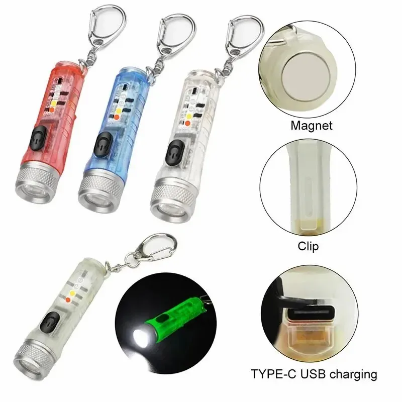 Mini Strong Light Flashlight Super Bright LED Rechargeable Portable Outdoor Waterproof Multifunction Micro Small Keychain Light