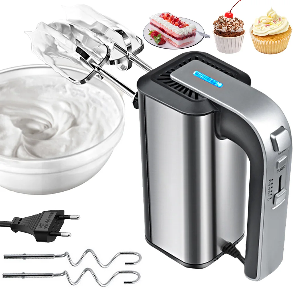 Küchenrührer & Mixer Edelstahl Handmixer 800W Elektrischer Handmixer mit 5 Einstellbaren Stufen 2 Rührköpfe 2 Knethaken