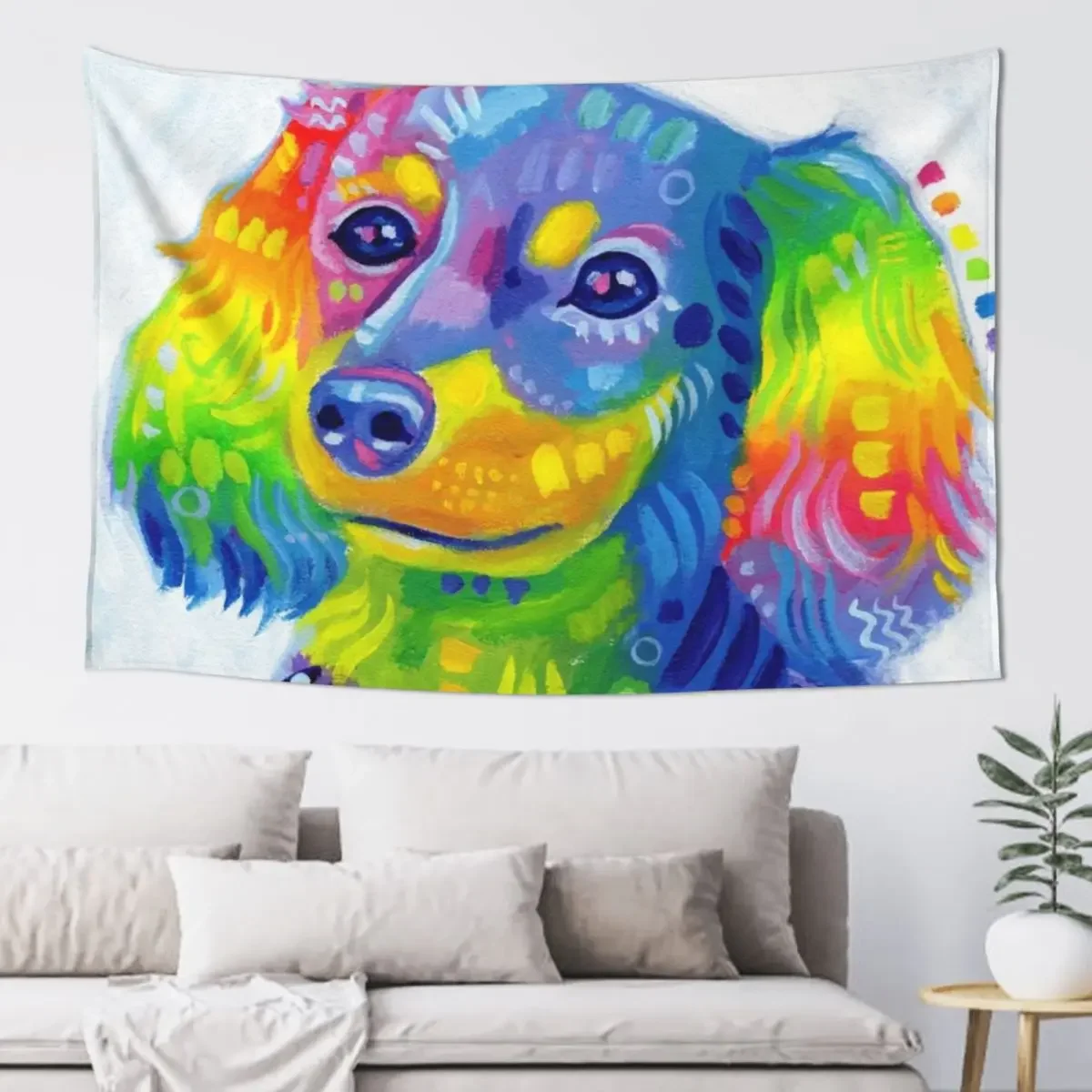 Rainbow Chiweenie Tapestry Wall Deco Custom Anime Decor Tapestry