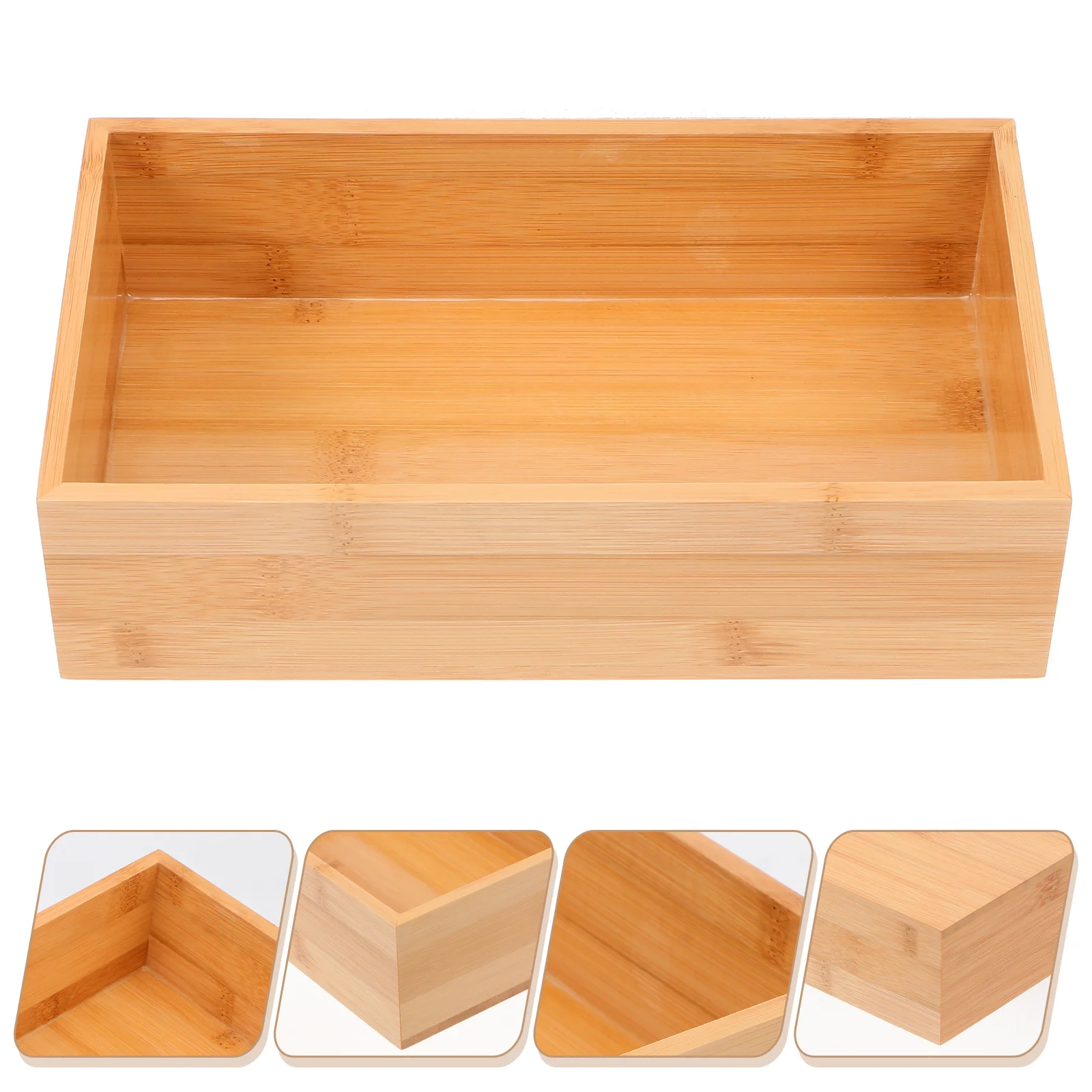 Flatware Organizer for Drawer Bamboo Storage Box Crate Container Office Bin Dresser