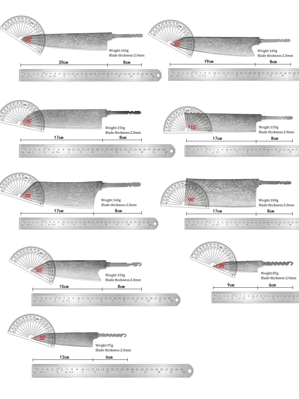 Kitchen Knives Set 1-9pcs Blank Blade DIY Kitchen Knife 67 Layers Damascus Steel Razor Sharp Tools High Hardness For Meat Fish view 2