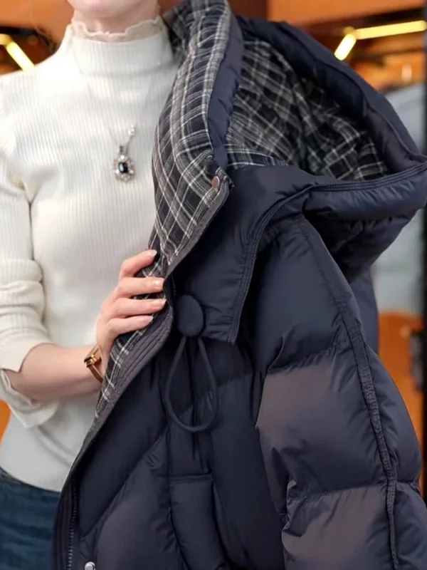 

Cloud Bread Sle Thiened ort down Cotton Jaet Women's Faionable Warm Coat Puffy Sves Long Zipper Pure Color Design