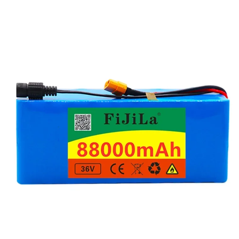 36V 10S4P 88Ah battery pack 500W high power battery 42V 88000mAh Ebike electric bicycle BMS 42v battery with xt60 plug+charger