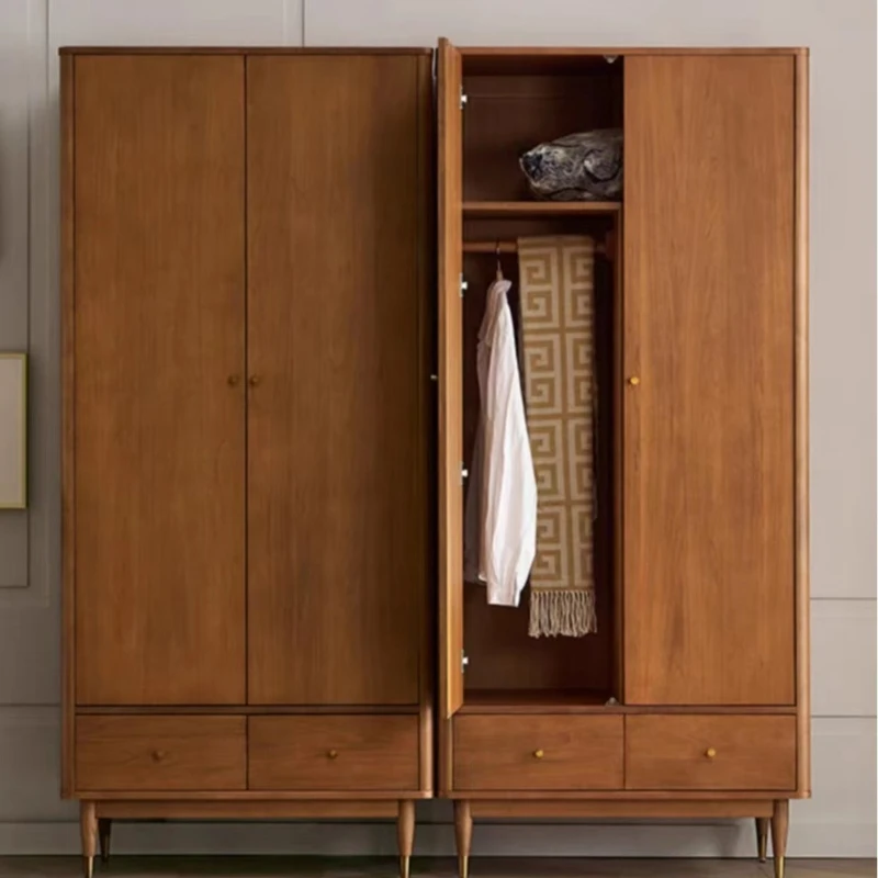 boxwood all solid wood walnut color wardrobe, antique and retro two-door master bedroom locker