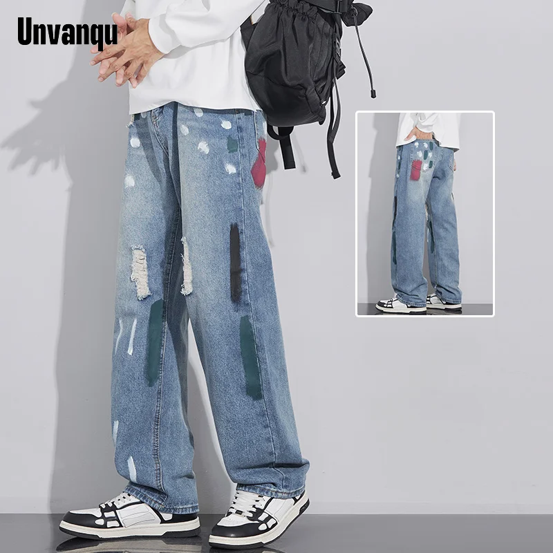 

Unvanqu American Street Fashion Men's Retro Y2K Loose Jeans Autumn New Versatile Trousers High Quality Hombre Casual Denim Pants