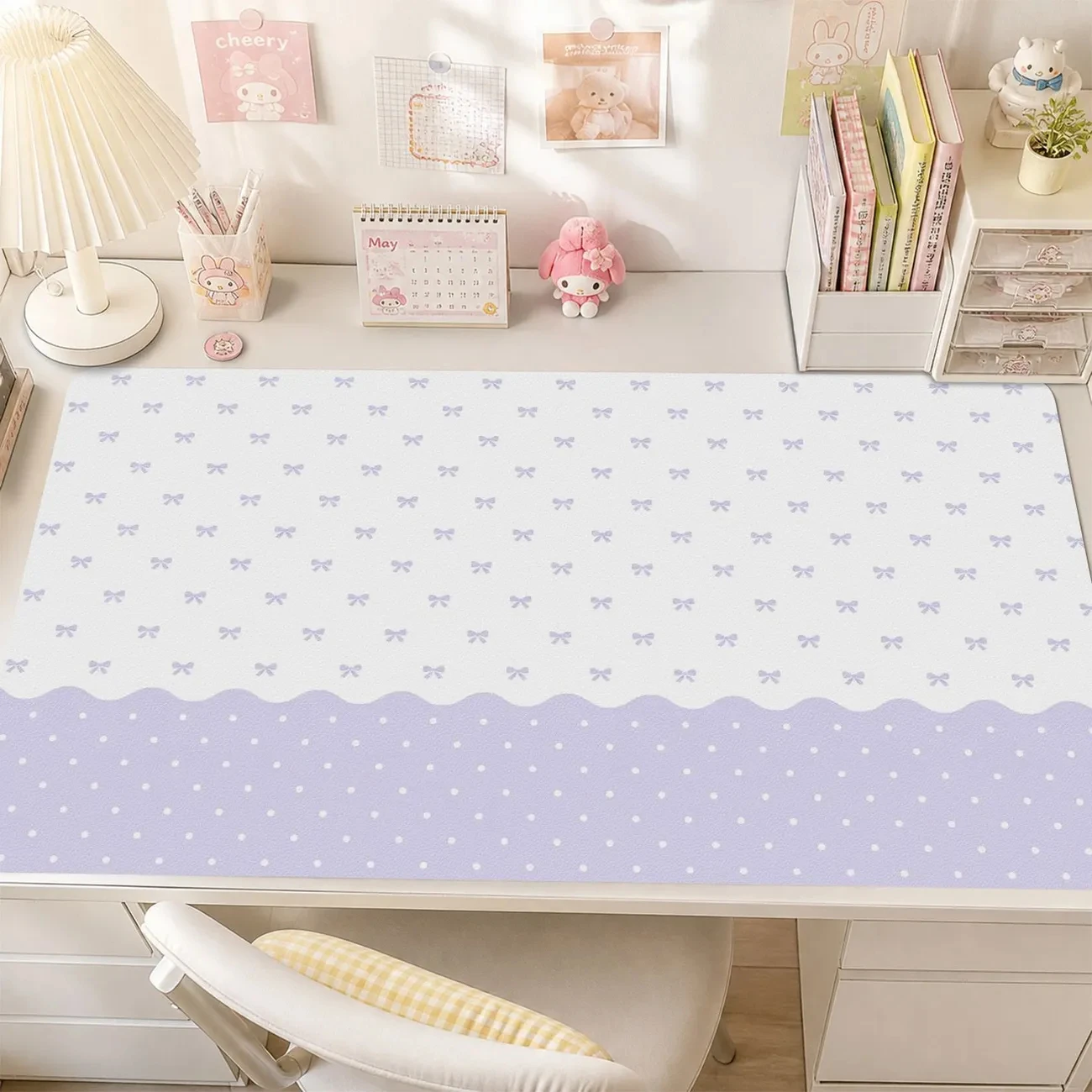 Bow Polka Dots Pu Leather Mousepad Office Desk Mat Mouse Pad Computer Game Speed Type Mat Player Laptop Keyboard Cartoon Carpet