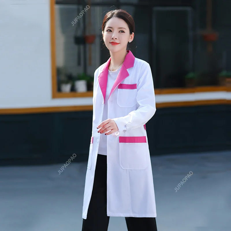 Wholesale Long-sleeved Unisex White Coat High Quality Loose Embroidery Work Clothes Nurse Accessories Medical Uniform Lab Coat