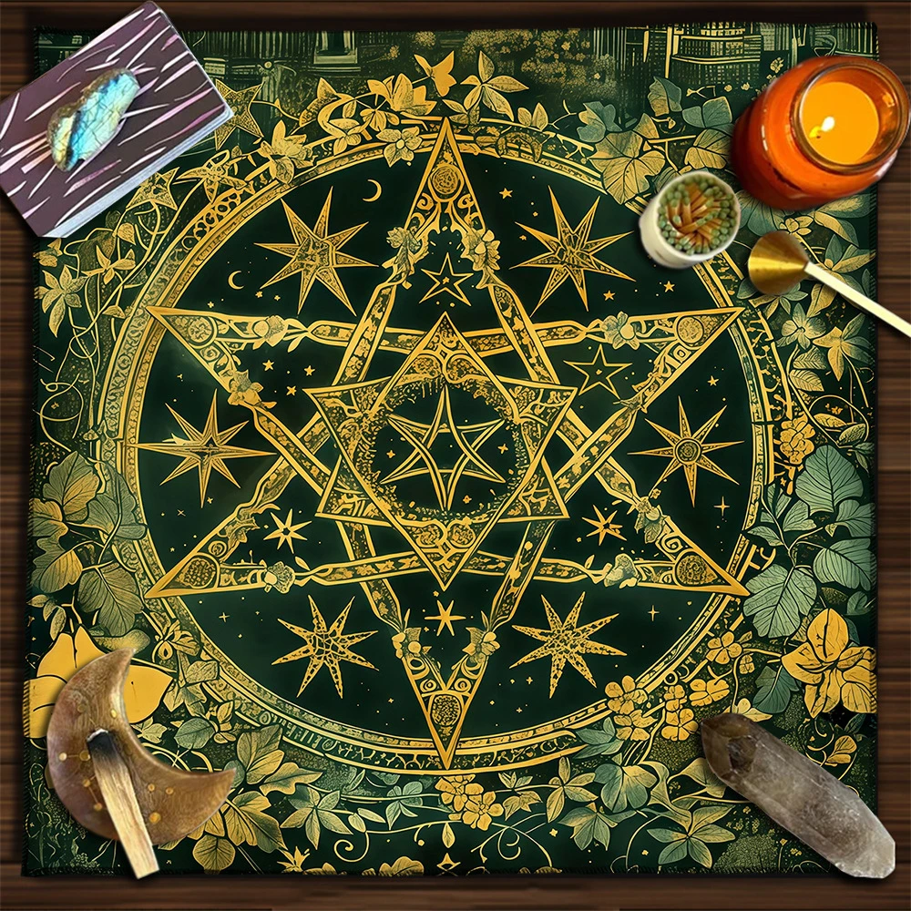 1PC Witchy Pentagram Altar tablecloth, Goddess Moon Tarot Mat, Pagan Witchcraft Decor, Occult Divination Gift