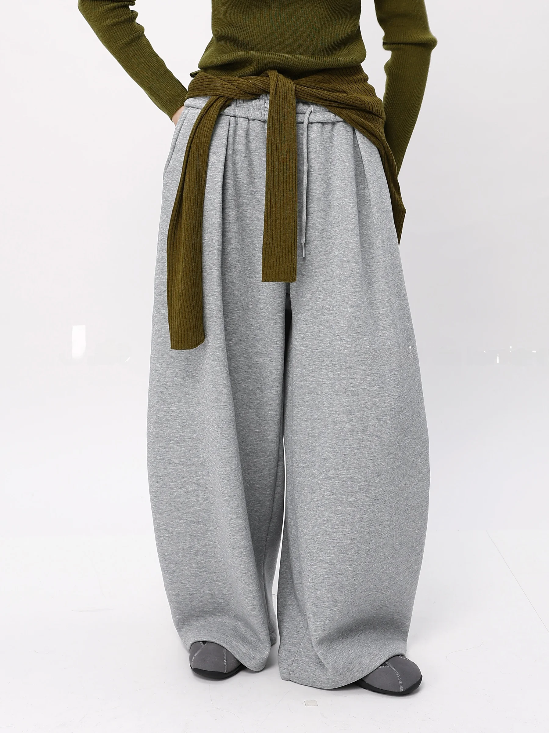 

Женские утепленные спортивные брюки JDE Street Style с широкими штанинами, высокой талией и шнурком на поясе