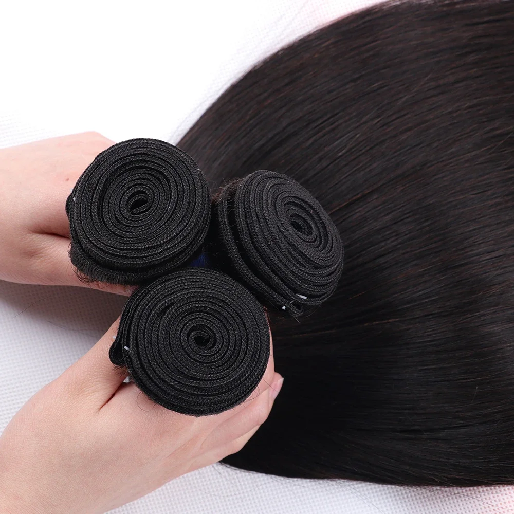 Straight Bundles Natural Color Brazilian Human Hair 38 40 Inches 3 Bundle Remy Human Hair Extensions Double Weft Braiding Hair