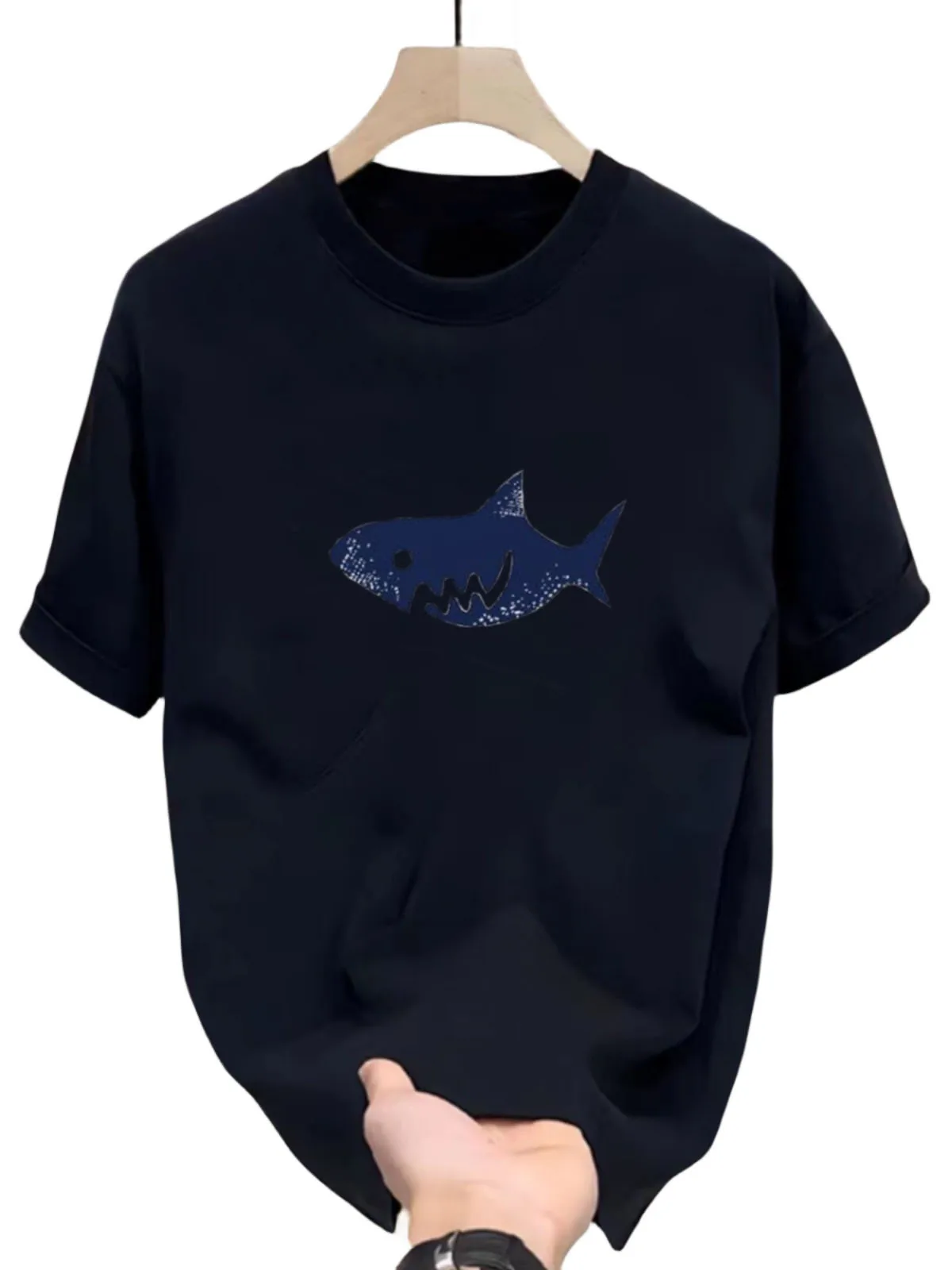 

High-quality T-shirt pure cotton short-sleeved men's and women's loose and versatile trend fashion crew neck top summer new