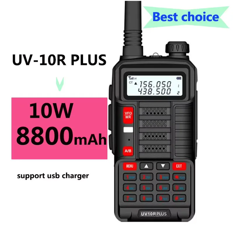 trucker Walkie talkies for hunting 40 km 10km 8800mah 10W baofeng uv 10R   rechargeabl long range woki toki for hunting Unlocked