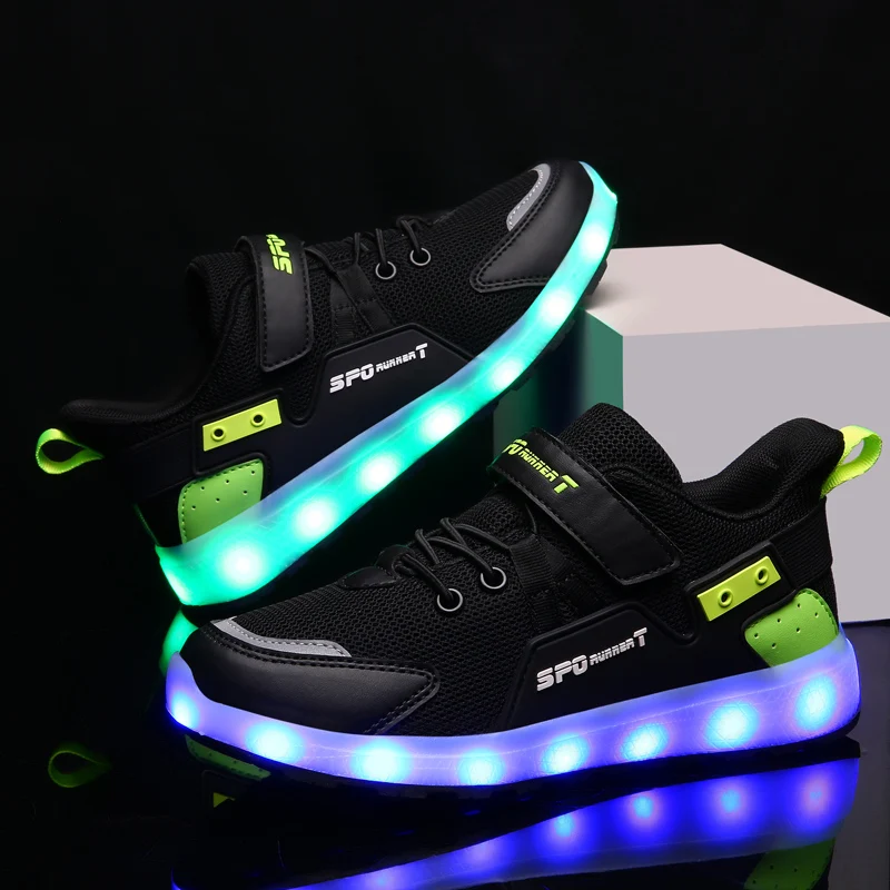 Children's Casual Shoes LED USB Charging Luminous Glowing Sneakers for Boys Girls Led Sneakers with Luminous Sole Lighted Shoe C