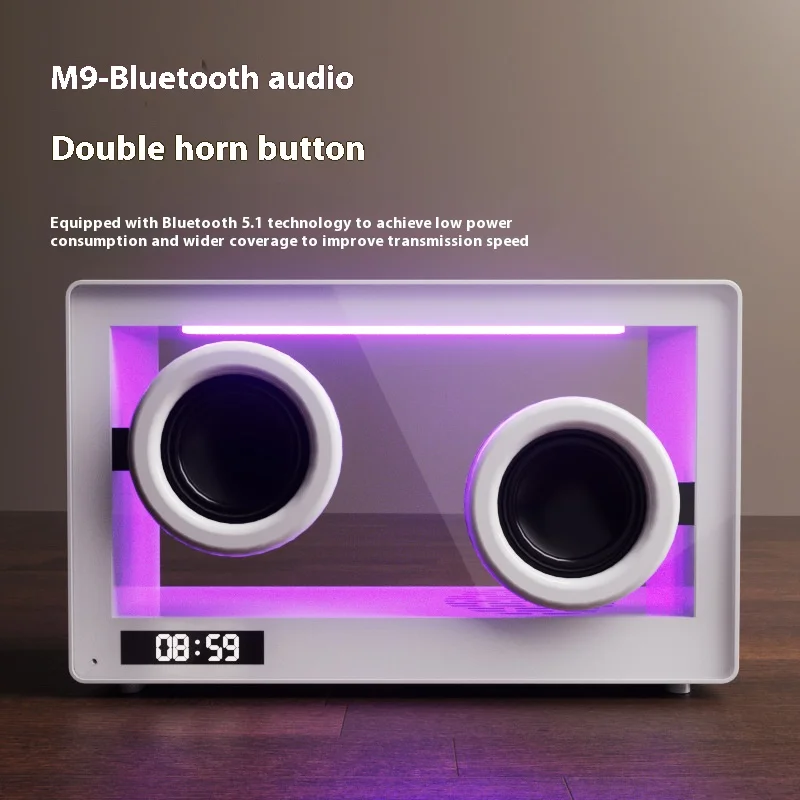 

Portable M9 Transparent Bluetooth Speaker Compact Wireless Design Desktop Decoration Gift Small Size Easy Carry for Home Office