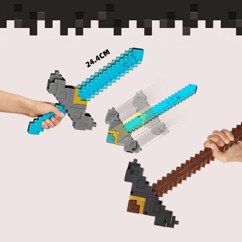 Gran oferta genuina Minecraft, película grande, mismo estilo, serie de juegos de rol, espada de diamante circundante, regalo de cumpleaños, regalo de Navidad en Stock
