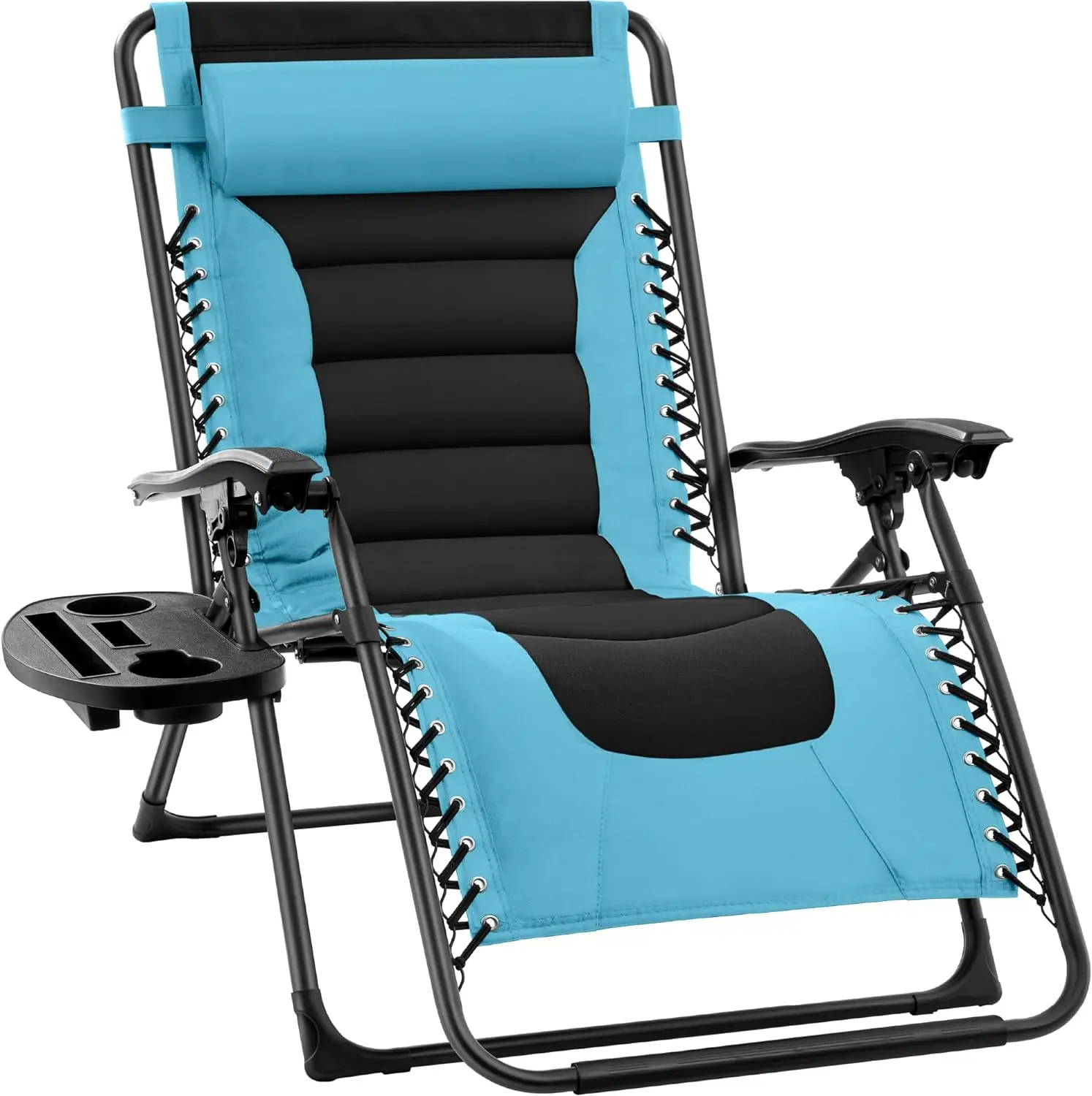 

Oversized Padded Zero Gravity Chair, Folding Outdoor Patio Recliner, XL Anti Gravity Lounger for Backyard w/Headrest, Cup Holder