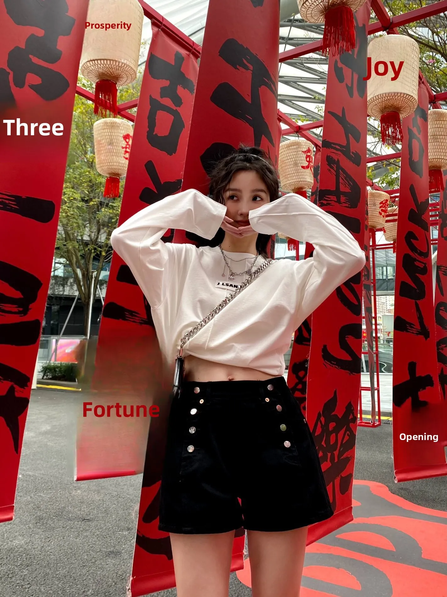 

Fashionable Double Row Button Straight Leg Jeans Shorts Spring Summer New Arrival High Waist Regular Thickness Women's Jeans