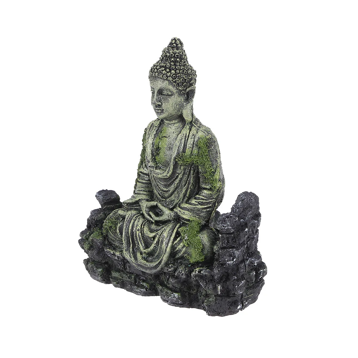 

Resin Rockery Stone Statue for Aquarium Fish Tank Sitting Buddha Design Flat Base Easy Placement Mysterious Ancient Vibe Fish