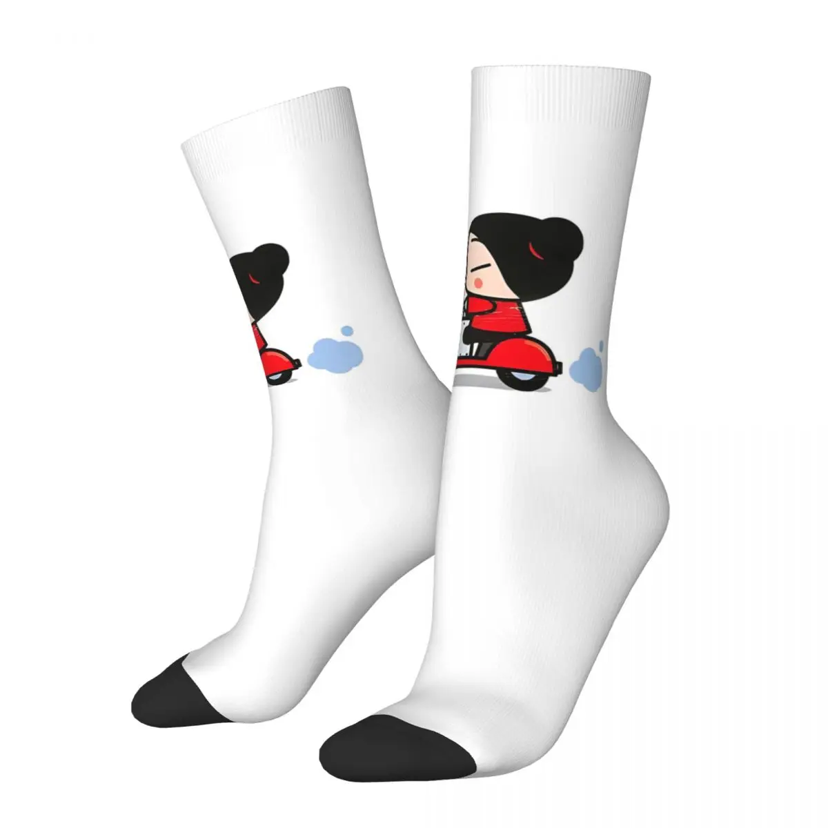 Autumn Winter Cool Women Men Pucca Motorbike Socks Characters Love Cute Non-slip Yoga Socks