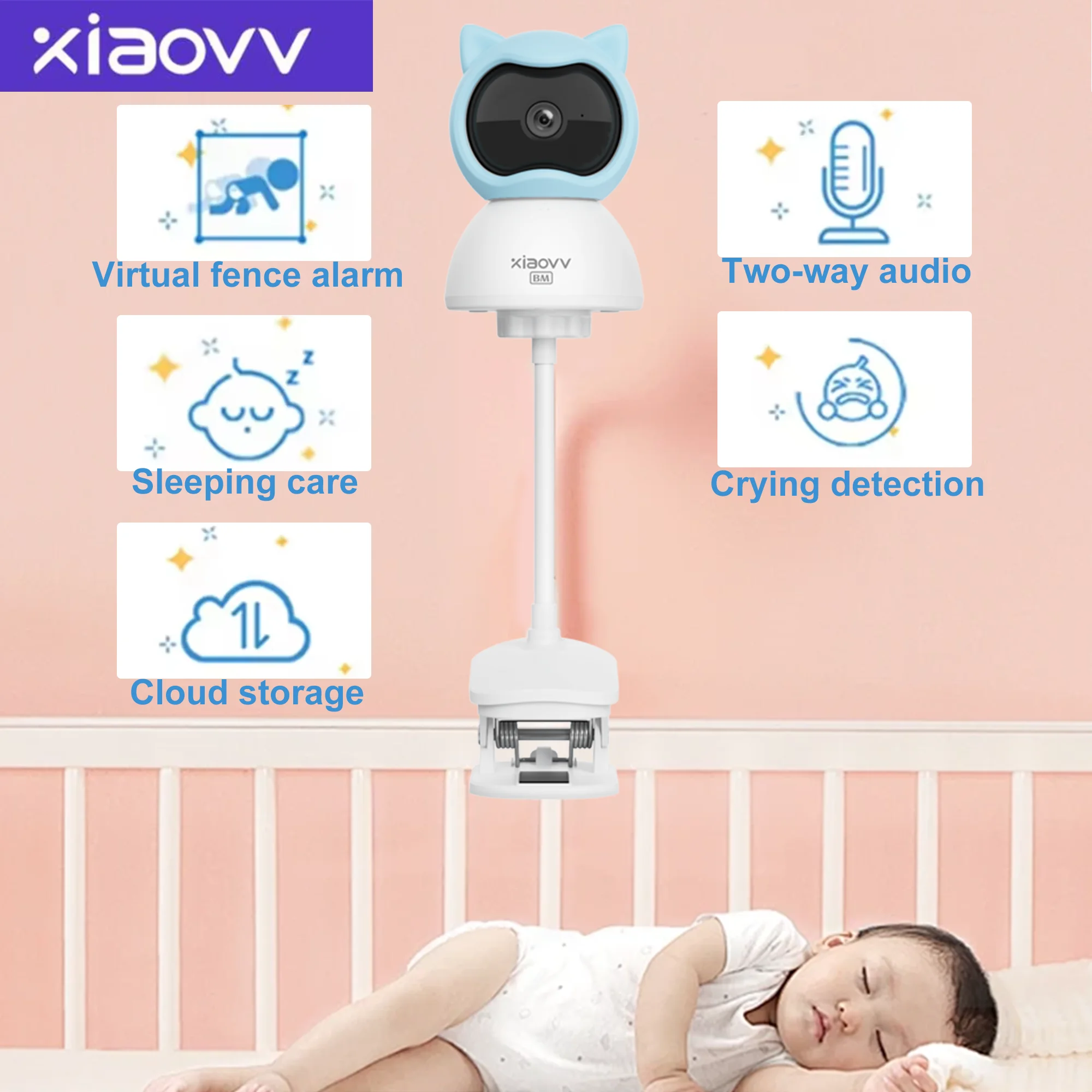 

XIAOVV Q2BM 4MP WiFi indoor Baby Monitor Two-Way Audio Motion Detection Night Vision Baby Camera for Home Security