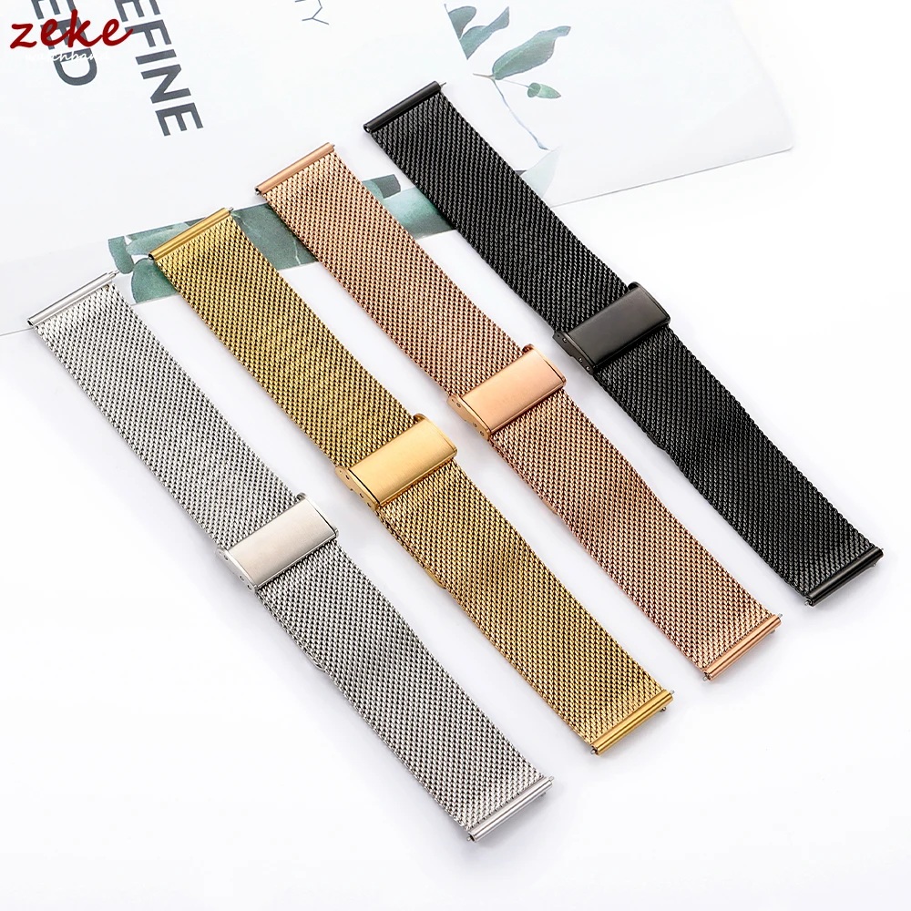 18mm 20mm 22mm Universal Milanese Watch Band Quick Release Bracelet for Huawei Watch GT5 GT4 Mesh Stainless Steel Silver Strap
