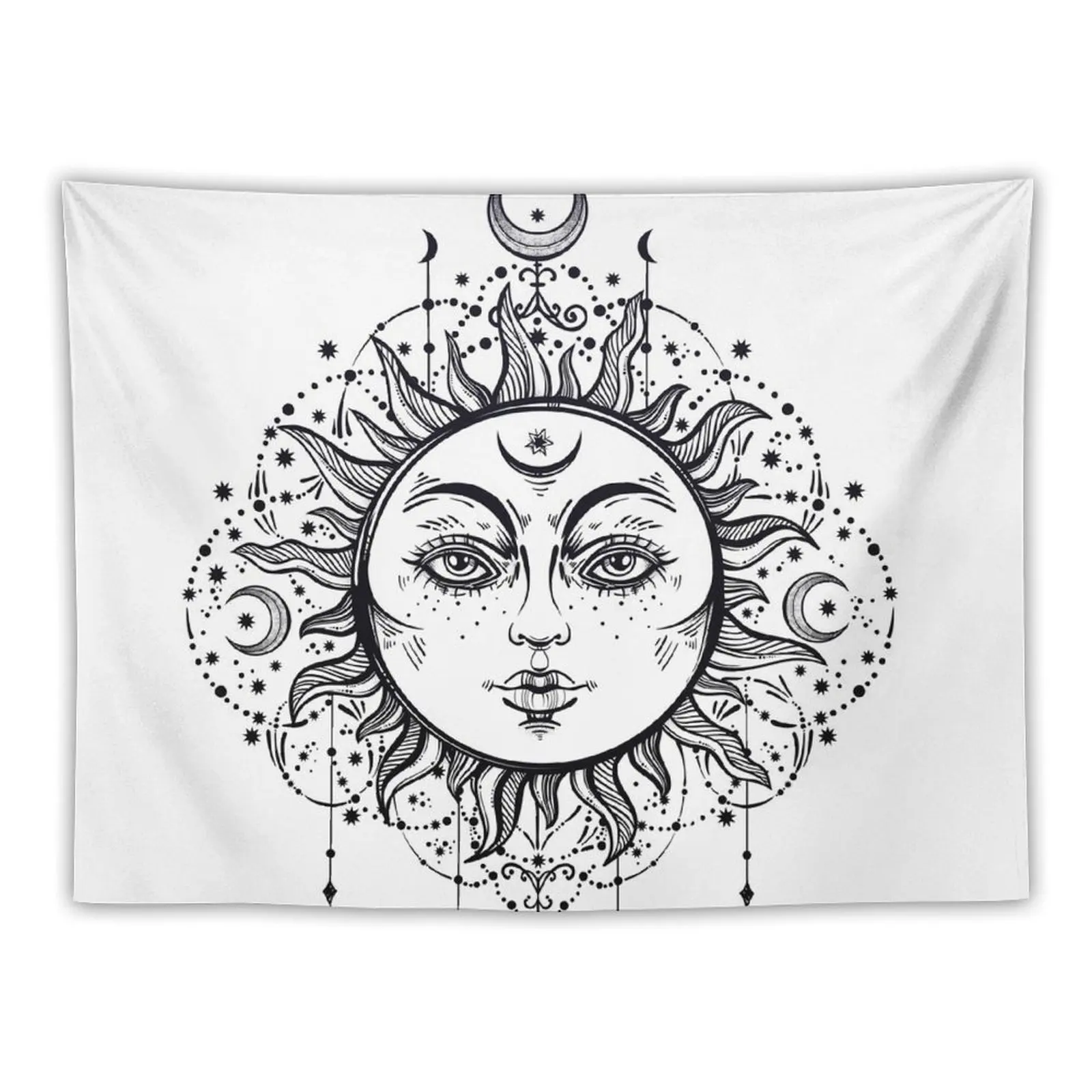 

Vintage Sun with Stars and Moons Tapestry Home Decor Accessories Room Decorating Aesthetic Tapestry