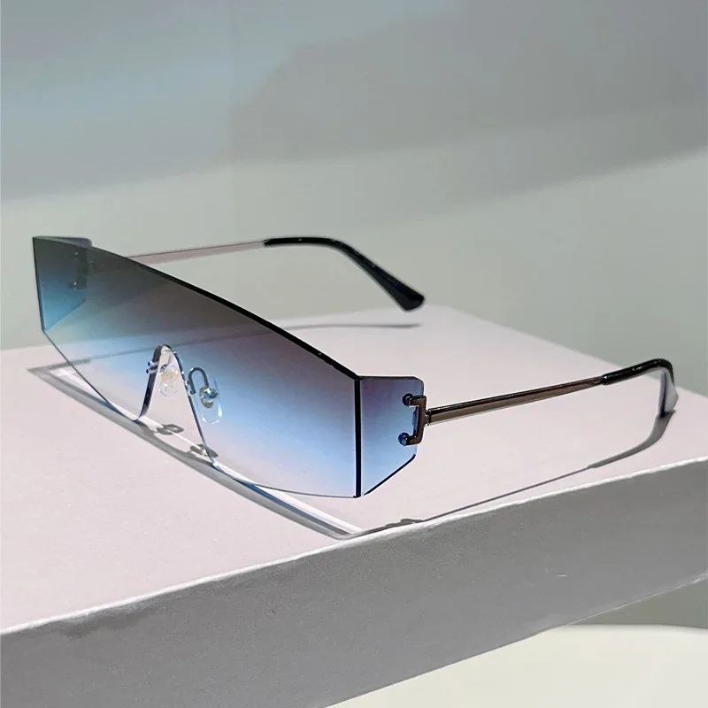 

Rimless Vintage Luxury Brand Designer Irregular Sunglasses Women For Men Popular Luxury Sun Glasses Metal Punk Eyeglasses UV400