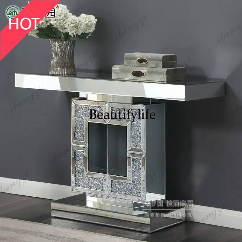 9344 European-style entryway table, light luxury, modern living room screen storage rack, wall-mounted mirror entryway table