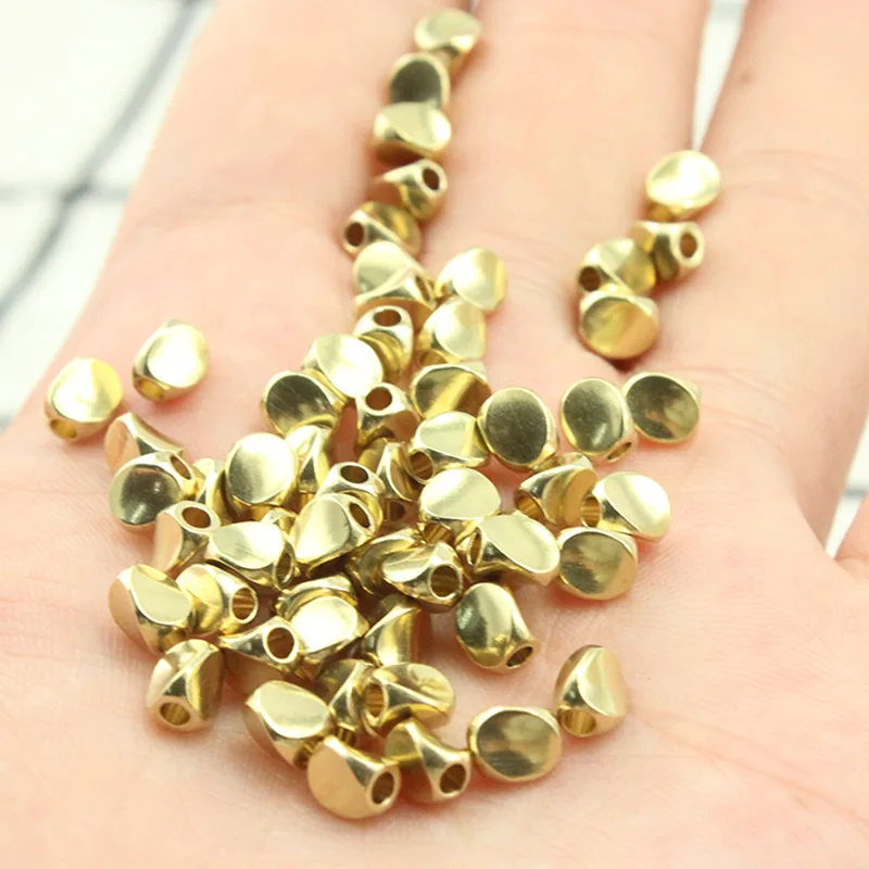 50Pcs 1.5mm 2mm Hole Irregular Twisted Brass Spacer Loose Beads For DIY Necklace Bracelet Jewelry Making Findings