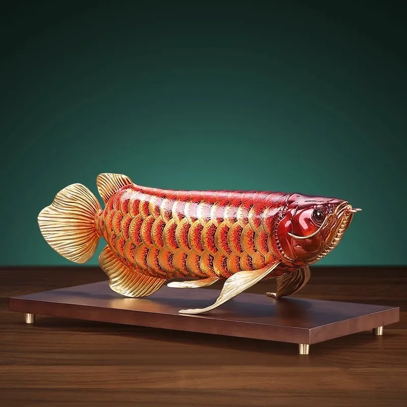 All-copper arowana ornament living room to send boss office desktop decoration housewarming opening gift
